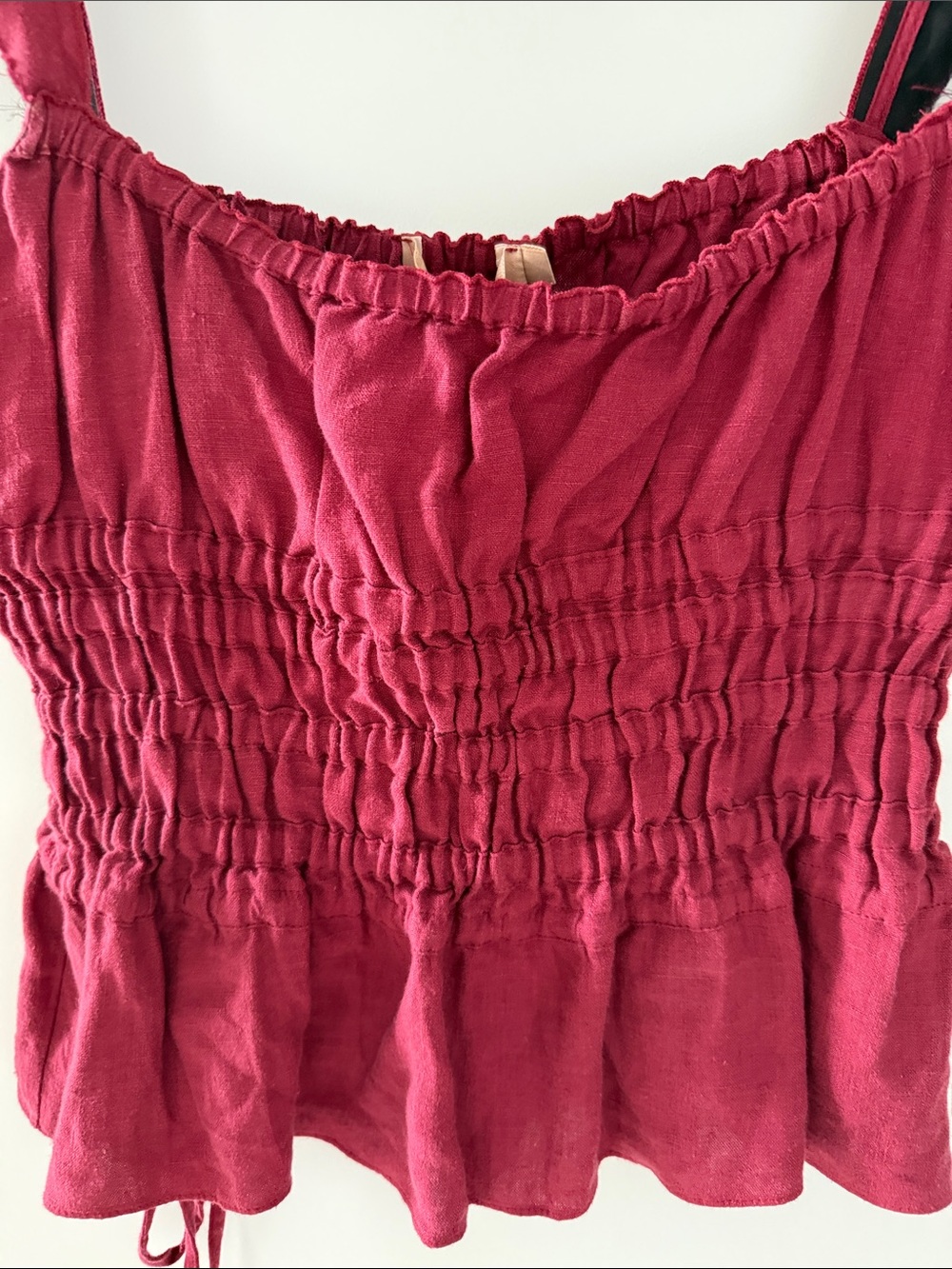 Brock Collection Smocked Peplum Top - Raspberry - Picture 2 of 4